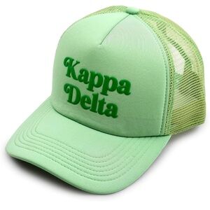 Mint Green Trucker Hat with Raised Lettering KAPPA delta